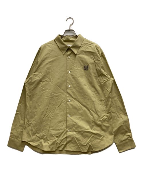 maison kitsune（メゾンキツネ）maison kitsune (メゾンキツネ) ボールド フォックスヘッド リラックスド シャツ ベージュ サイズ:Ⅼの古着・服飾アイテム