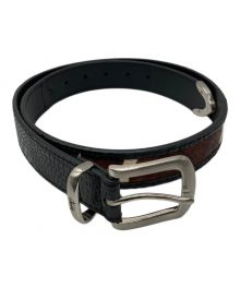 stussy（ステューシー）の古着「LEATHER OVERLAY BELT」｜ブラック×ブラウン