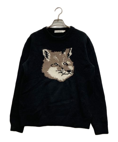 maison kitsune（メゾンキツネ）maison kitsune (メゾンキツネ) BIG FOX HEAD PULLOVER ブラック サイズ:Sの古着・服飾アイテム