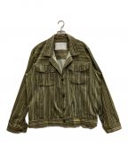 CAMIEL FORTGENSカミエルフォートヘンス）の古着「DENIM JACKET VELVET COTTON MULTI GREEN STRIPE」｜グリーン