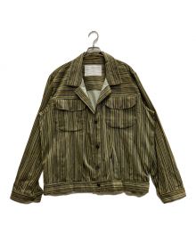 CAMIEL FORTGENS（カミエルフォートヘンス）の古着「DENIM JACKET VELVET COTTON MULTI GREEN STRIPE」｜グリーン