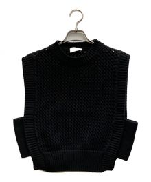 HYKE（ハイク）の古着「CROCHETED CROPPED SWEATER TOP」｜ブラック