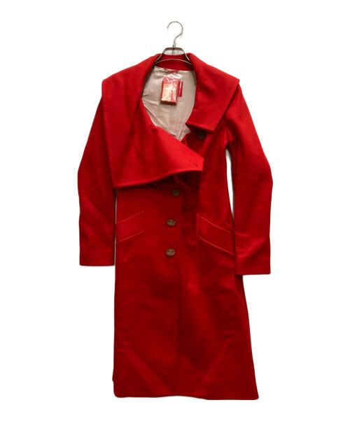 Vivienne Westwood RED LABEL（ヴィヴィアンウエストウッドレッドレーベル）Vivienne Westwood RED LABEL (ヴィヴィアンウエストウッドレッドレーベル) カシミヤ混変形ウールコート レッド サイズ:40の古着・服飾アイテム