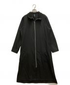 GROUND Yグラウンドワイ）の古着「WOOL/POLYESTER GABARDINE ZIP-UP STANDING COLLAR LONG SHIRT」｜ブラック