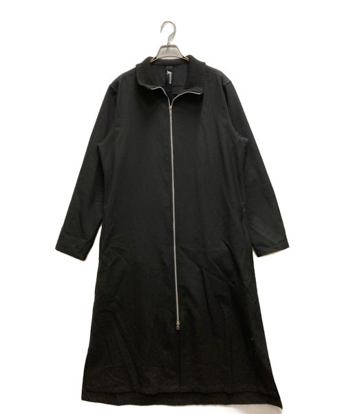 GROUND Y（グラウンドワイ）GROUND Y (グラウンドワイ) WOOL/POLYESTER GABARDINE ZIP-UP STANDING COLLAR LONG SHIRT ブラック サイズ:3の古着・服飾アイテム