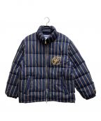 FIRST DOWN×BlackEyePatchファーストダウン×ブラックアイパッチ）の古着「B EMBLEM STRIPED FIRST DOWN JACKET」｜ネイビー×イエロー