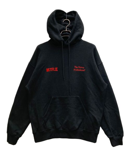 ENNOY（エンノイ）ENNOY (エンノイ) NETFLIX (ネットフリックス) 「HOODIE」 ロゴ刺繍プルオーバーパーカー ブラック サイズ:XLの古着・服飾アイテム