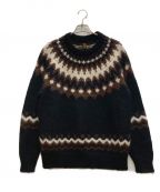 BATONERバトナ―）の古着「MOHAIR NORDIC CREW NECK」｜ブラック×ブラウン