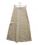 AURALEEオーラリー）の古着「MILLED FRENCH MERINO RIB KNIT FLARE SKIRT」｜ベージュ