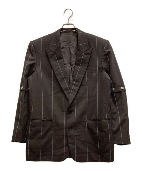 LITTLEBIG（リトルビッグ）LITTLEBIG (リトルビッグ) Removable Stripe Single Jacket ブラウン×グリーン サイズ:44の古着・服飾アイテム