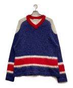 ROTOLロトル）の古着「MOHAIR HOCKEY KNIT」｜レッド×ブルー