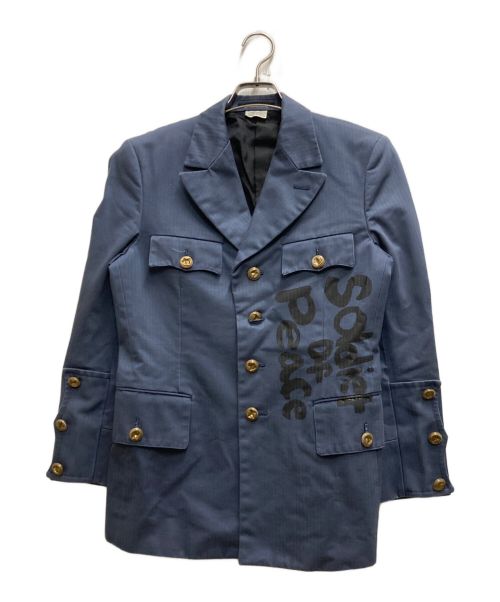 COMME des GARCONS HOMME PLUS（コムデギャルソンオムプリュス）COMME des GARCONS HOMME PLUS (コムデギャルソンオムプリュス) 金ボタンメッセージジャケット ネイビー サイズ:Sの古着・服飾アイテム