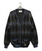 WACKO MARIAワコマリア）の古着「DIAMOND MOHAIR CARDIGAN」｜ブルー×ブラウン