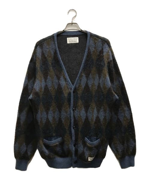 WACKO MARIA（ワコマリア）WACKO MARIA (ワコマリア) DIAMOND MOHAIR CARDIGAN ブルー×ブラウン サイズ:XLの古着・服飾アイテム