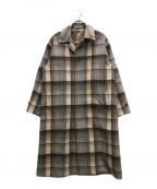 AURALEEオーラリー）の古着「WOOL CHECK MELTON LONG SOUTIEN COLLAR COAT」｜ベージュ