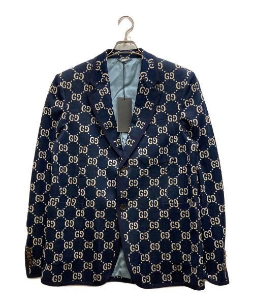 GUCCI（グッチ）GUCCI (グッチ) GGジャカード ジャケット ネイビー サイズ:52の古着・服飾アイテム