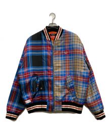 FRED PERRY×CHARLES JEFFREY LOVERBOY（フレッドペリー×チャールズ ジェフリー ラバーボーイ）の古着「TARTAN BOMBER JACKET」｜ブルー×レッド