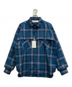 KYOUキョウ）の古着「RIO Double Sleeve Wool Over Shirt」｜ネイビー