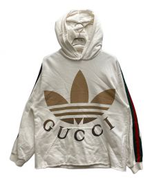 GUCCI×adidas（グッチ×アディダス）の古着「シェリーライン スリーストライプ トレフォイル ロゴ スウェット パーカー」｜ホワイト