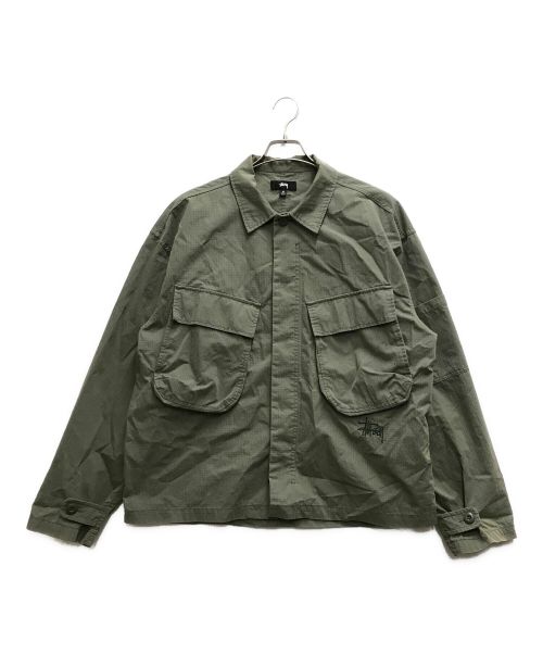 stussy（ステューシー）stussy (ステューシー) MILITARY OVERSHIRT グリーン サイズ:Mの古着・服飾アイテム