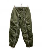 JOHN LAWRENCE SULLIVANジョン ローレンス サリバン）の古着「Nylon satin bomber pants」｜オリーブ