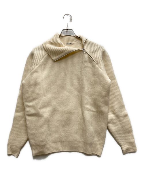 AURALEE（オーラリー）AURALEE (オーラリー) MILLED FRENCH MERINO RIB KNIT ZIP P/O ベージュの古着・服飾アイテム