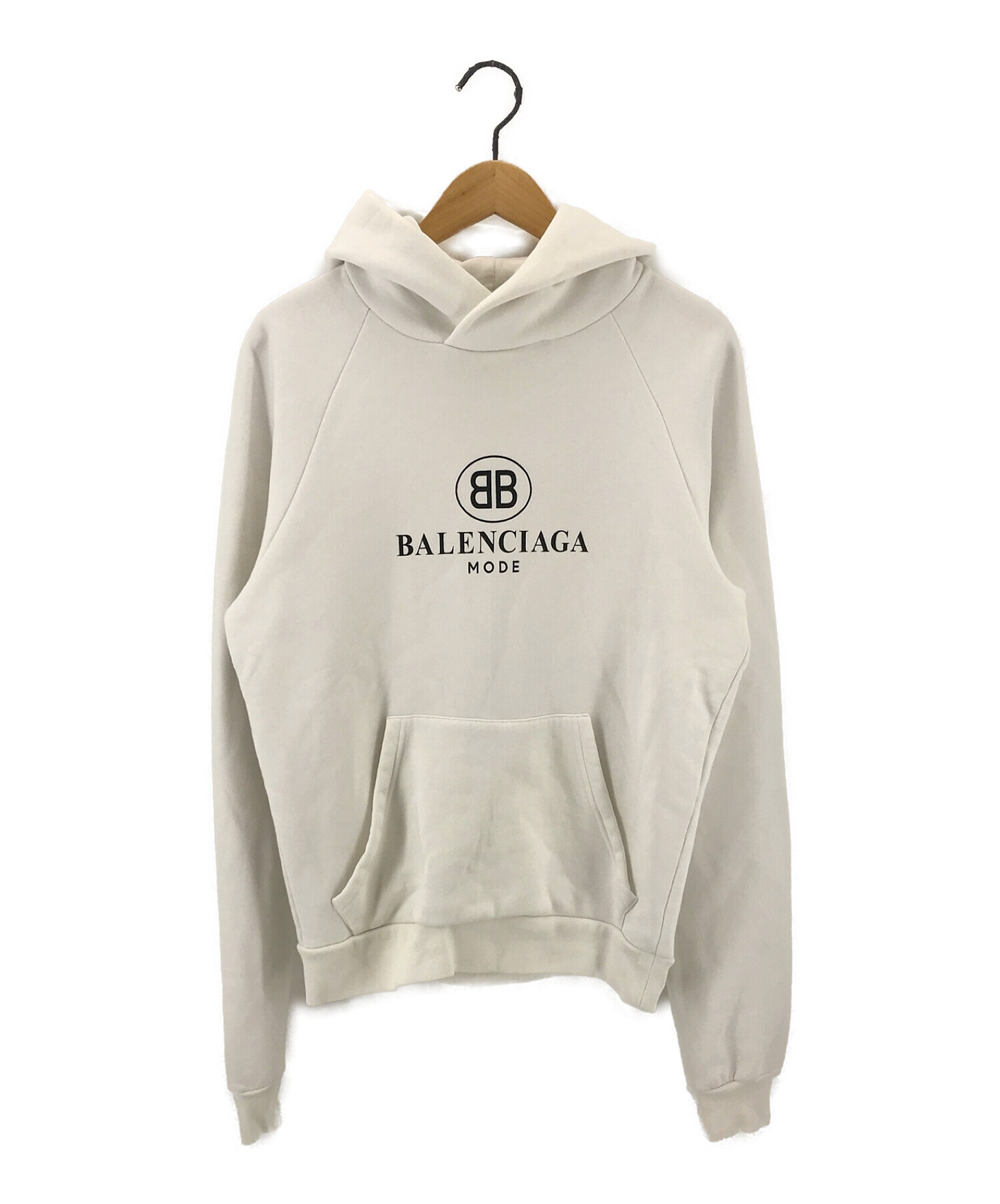 BALENCIAGA (バレンシアガ) BBロゴプリントパーカー ホワイト サイズ:S