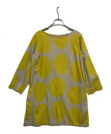 marimekko（マリメッコ）の古着「総柄ワンピース」｜イエロー×グレー