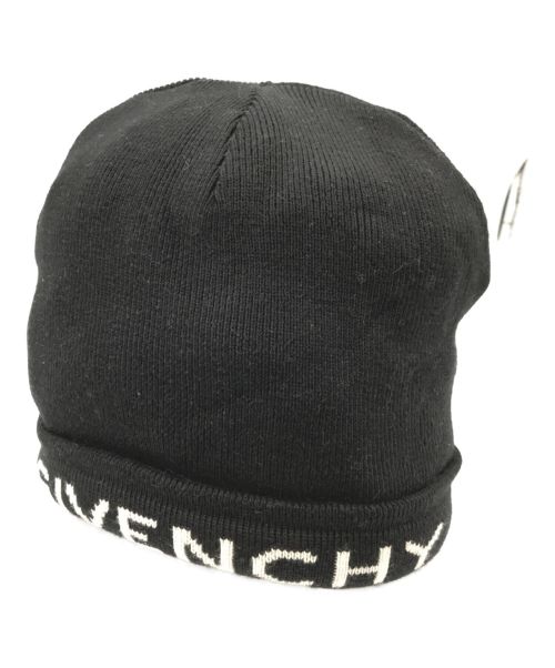 GIVENCHY（ジバンシィ）GIVENCHY (ジバンシィ) カシミヤ混ロゴニット帽 ブラックの古着・服飾アイテム