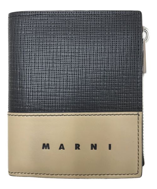 MARNI（マルニ）MARNI (マルニ) 2つ折り財布 ベージュ×ブラックの古着・服飾アイテム