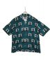 TIGHTBOOTH PRODUCTION（タイトブースプロダクション）の古着「SMOKER ALOHA SHIRT スモークアロハシャツ 別注ビッグアロハシャツ タイトブース プロダクション オイルワークス」｜グリーン×ホワイト