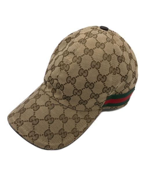 GUCCI（グッチ）GUCCI (グッチ) GGキャンバスシェリーラインベースボールキャップ ベージュの古着・服飾アイテム