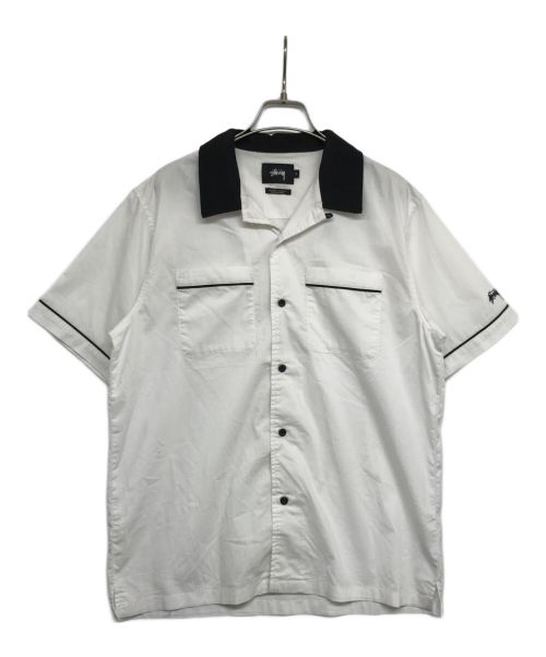 stussy（ステューシー）stussy (ステューシー) オープンカラーシャツ ホワイト×ブラック サイズ:Sの古着・服飾アイテム