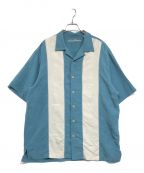 CARIBBEANカリビアン）の古着「刺繍オープンカラーシャツ」｜グリーン×アイボリー
