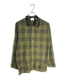 BURBERRY（バーバリー）の古着「コントラストカラーレオパードチェック長袖シャツ」｜ブラウン×グリーン