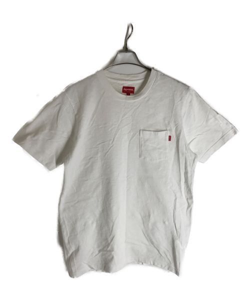 SUPREME（シュプリーム）SUPREME (シュプリーム) ヘビーコットンポケットTシャツ ホワイト×レッド サイズ:Lの古着・服飾アイテム