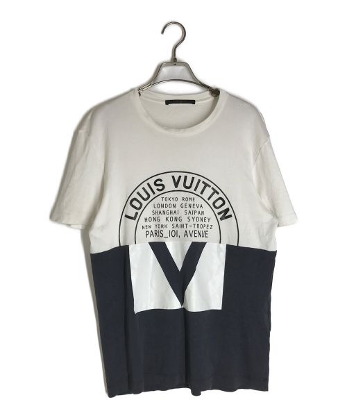 LOUIS VUITTON（ルイ ヴィトン）LOUIS VUITTON (ルイ ヴィトン) サークルロゴTシャツ ホワイト×ネイビー サイズ:Sの古着・服飾アイテム