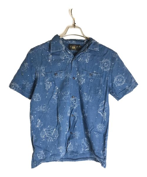 RRL（ダブルアールエル）RRL (ダブルアールエル) 総柄ショートスリーブシャツ ネイビー サイズ:Sの古着・服飾アイテム