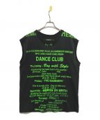 MISBHVミスビヘイブ）の古着「ロゴプリントノースリーブTシャツ　915135　 DANCE CLUB SLEEVE LESS TEE」｜ブラック×グリーン