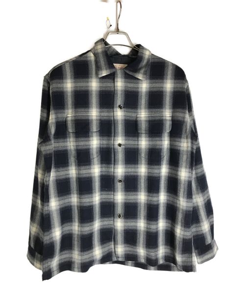 TOWN CRAFT（タウンクラフト）TOWN CRAFT (タウンクラフト) CLASSIC OMBRE OPEN LS SHIRTS ネイビー×グレー サイズ:Mの古着・服飾アイテム