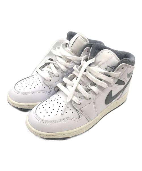 NIKE（ナイキ）NIKE (ナイキ) AIR JORDAN 1 MID GS グレー×ホワイト サイズ:22.5cmの古着・服飾アイテム