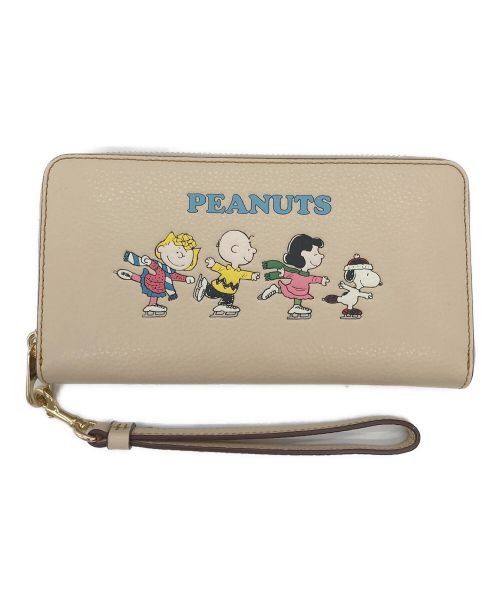 COACH×PEANUTS（コーチ×ピーナッツ）COACH×PEANUTS (コーチ×ピーナッツ) コラボラウンドファスナーロングウォレット ベージュの古着・服飾アイテム