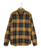 FRED PERRYフレッドペリー）の古着「23AW TARTAN SHIRT-OXBLOOD DARK CARAMEL M6573 タータンチェックシャツ」｜ベージュ×ブラウン