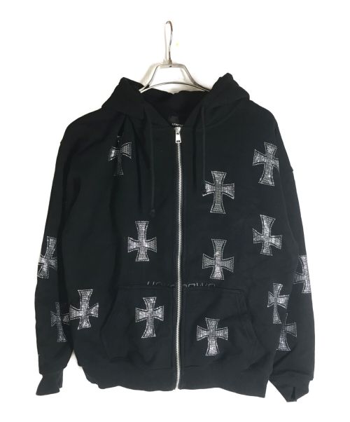 unknown（アンノーン）unknown (アンノウン) Cross Zip Up Hoodie ブラック サイズ:Mの古着・服飾アイテム