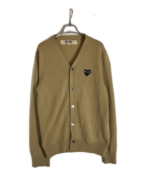 PLAY COMME des GARCONS（プレイ コムデギャルソン）PLAY COMME des GARCONS (プレイ コムデギャルソン) ワンポイントニットカーディガン ベージュ×ブラック サイズ:Sの古着・服飾アイテム