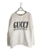 GUCCIグッチ）の古着「White Logo-printed sweatshirt」｜アイボリー×ネイビー