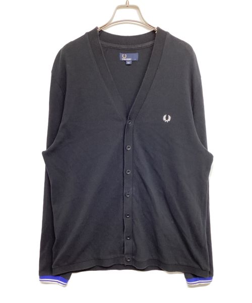 FRED PERRY（フレッドペリー）FRED PERRY (フレッドペリー) Vネックカーディガン ブラック サイズ:Lの古着・服飾アイテム