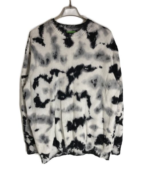 HUF（ハフ）HUF (ハフ) BAR LOGO TIE DYE CREW SWEATER ホワイト×ブラック サイズ:XLの古着・服飾アイテム