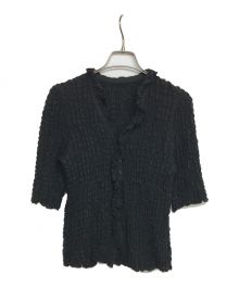 H BEAUTY&YOUTH（エイチ ビューティー&ユース）の古着「SHIRRING FRILL SHIRT」｜ブラック