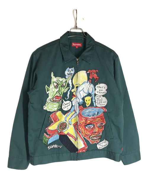 SUPREME（シュプリーム）SUPREME (シュプリーム) Daniel  Johnston (ダニエルジョンストン) Embroidered Work Jacket グリーン サイズ:Mの古着・服飾アイテム